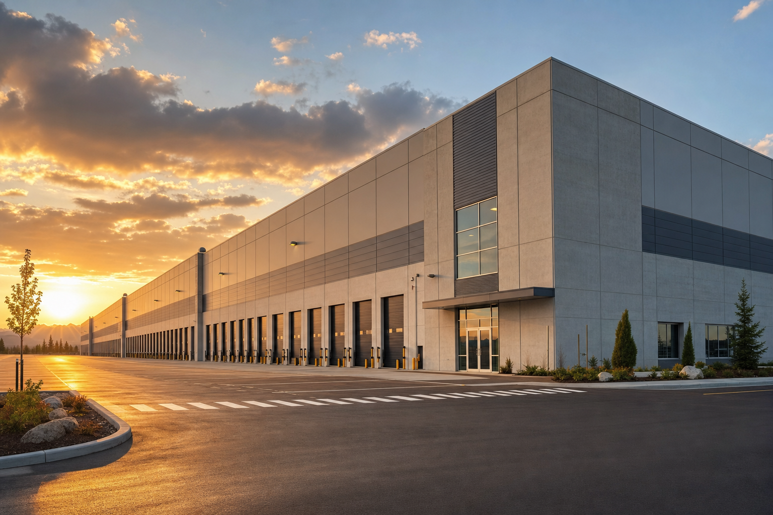 Large industrial warehouse and logistics facility